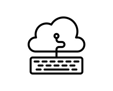 Beyaz arkaplanda bulut servis simgesi, vektör illüstrasyonu 