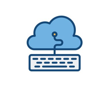 Beyaz arkaplanda bulut servis simgesi, vektör illüstrasyonu 