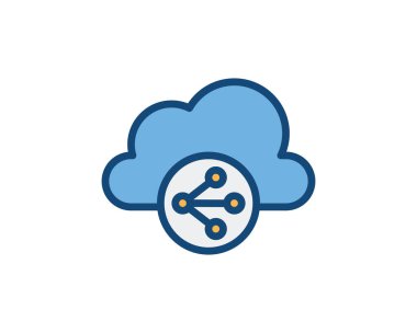 Beyaz arkaplanda bulut servis simgesi, vektör illüstrasyonu 