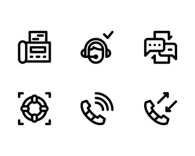 Müşteri hizmetleri simgesi seti, beyaz arkaplanda vektör illüstrasyonu