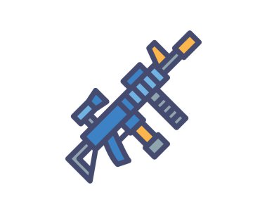 Beyaz arkaplanda silah simgesi, vektör illüstrasyonu