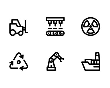 Sanayi simgesi seti, beyaz arkaplanda vektör illüstrasyonu