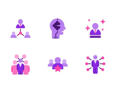 Liderlik simgesi seti, beyaz arkaplanda vektör illüstrasyonu