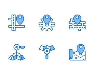 Harita Pin simgesi. Navigasyon simgeleri ayarlandı, beyaz arkaplanda vektör illüstrasyonu