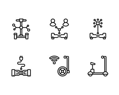 Scooter paylaşım simgeleri seti, beyaz arkaplanda vektör illüstrasyonu