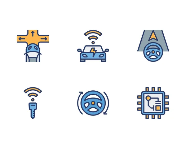 Autopilot Icon Set Vector Illustration White Background — 스톡 벡터