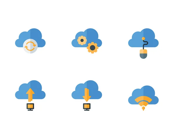 Cloud Service Icon Set Vektorillustration Auf Weißem Hintergrund — Stockvektor