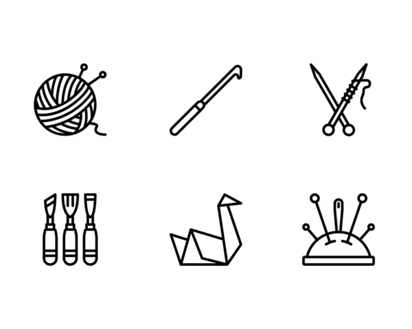 Set Icone Artigianali Illustrazione Vettoriale Sfondo Bianco — Vettoriale Stock