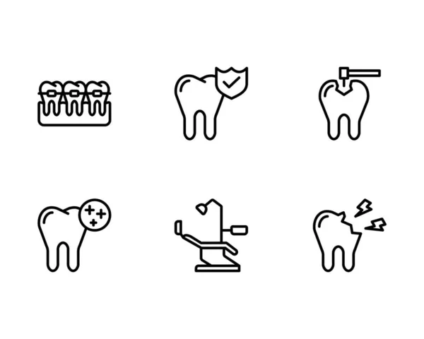 Набор Иконок Стоматолога Векторная Иллюстрация Белом Фоне — стоковый вектор