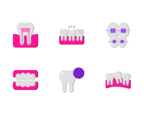 Набір Іконок Стоматолога Векторні Ілюстрації Білому Тлі — стоковий вектор