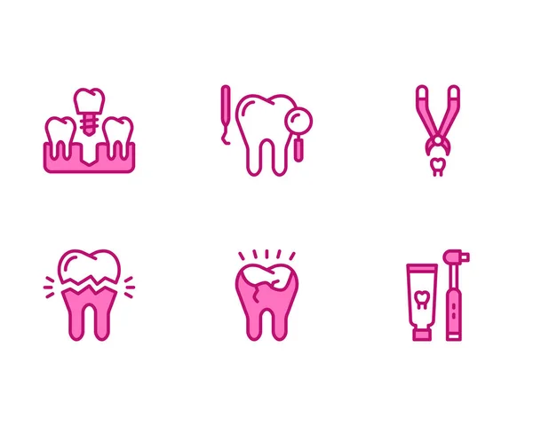 Conjunto Iconos Dentista Ilustración Vectorial Sobre Fondo Blanco — Archivo Imágenes Vectoriales