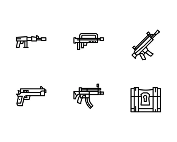 Conjunto Ícones Armas Ilustração Vetorial Sobre Fundo Branco — Vetor de Stock