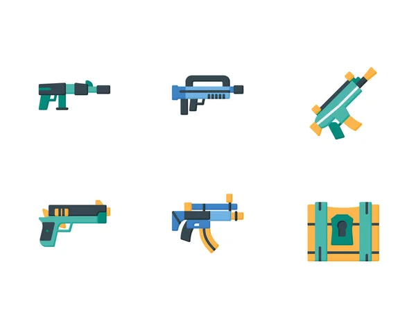 Set Icone Delle Armi Illustrazione Vettoriale Sfondo Bianco — Vettoriale Stock