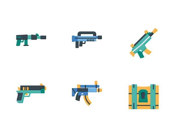 Conjunto Iconos Arma Ilustración Vectorial Sobre Fondo Blanco — Vector de stock