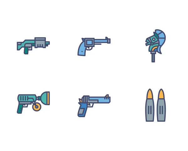 Conjunto Iconos Arma Ilustración Vectorial Sobre Fondo Blanco — Vector de stock