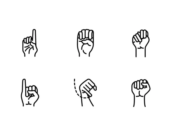 Hand Sign Ikon Set Vektor Illustration Vit Bakgrund — Stock vektor