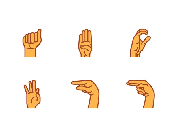 Hand Sign Icoon Set Vector Illustratie Witte Achtergrond — Stockvector