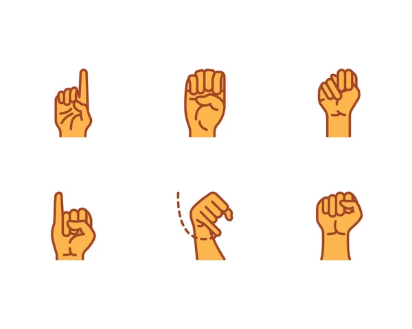 Hand Sign Icoon Set Vector Illustratie Witte Achtergrond — Stockvector