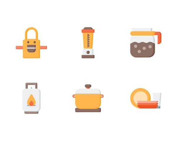 Conjunto Iconos Cocina Ilustración Vectorial Sobre Fondo Blanco — Vector de stock