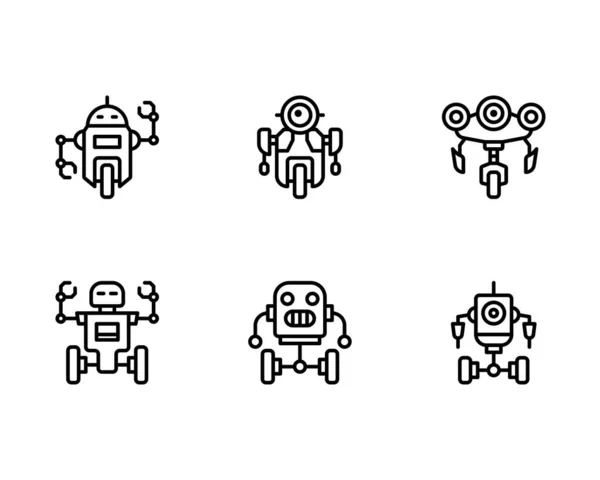 Roboter Symbole Gesetzt Vektor Illustration Auf Weißem Hintergrund — Stockvektor