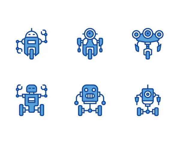 Robot Icons Set Vector Illustration White Background — ストックベクタ