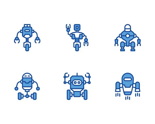 Roboter Symbole Gesetzt Vektor Illustration Auf Weißem Hintergrund — Stockvektor