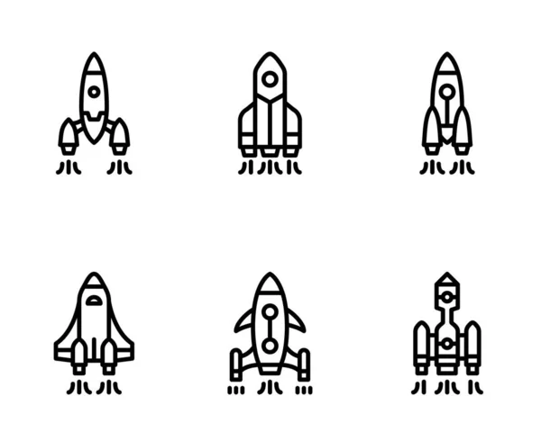 Rocket Launch Icons Set Vector Illustration White Background — ストックベクタ