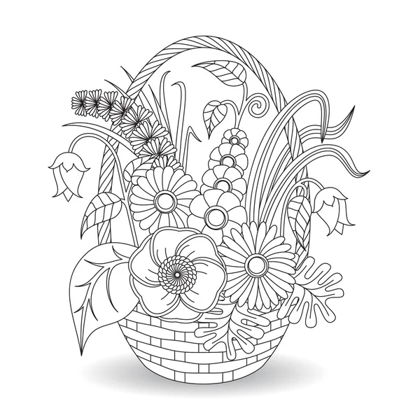 Doodle arte flores patrón floral . — Vector de stock