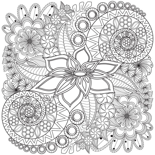 Flower swirl coloring page pattern.