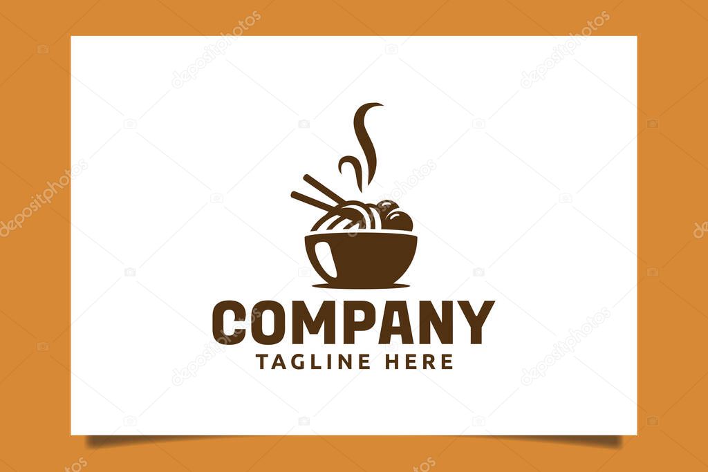 Asian food logo with noodles and meatballs for any business especially for food and beverage, restaurant, cafe, etc.
