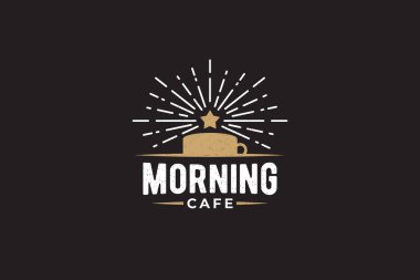 Bir fincan kahveyle Morning Cafe logo vektör grafikleri ve herhangi bir iş için yükselen yıldız, özellikle kafe, kafe, restoran, vs..