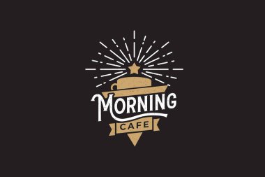 Bir fincan kahveyle Morning Cafe logo vektör grafikleri ve herhangi bir iş için yükselen yıldız, özellikle kafe, kafe, restoran, vs..