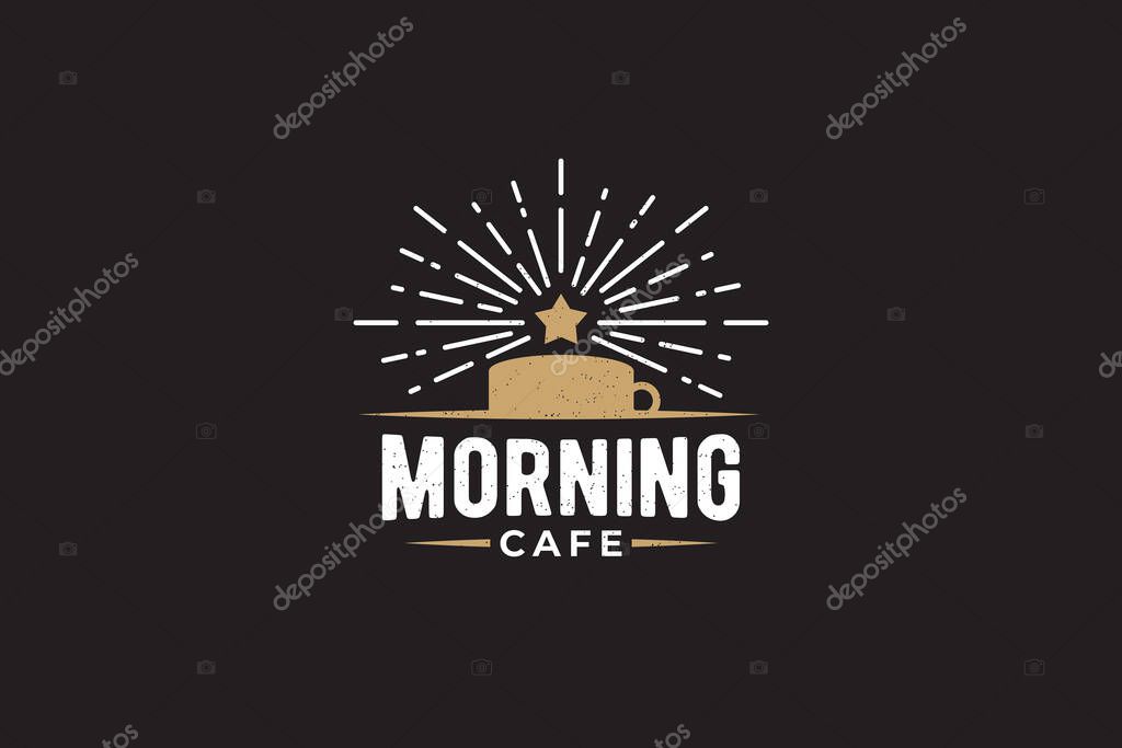 Morning Cafe logo vector graphics with a cup of coffee and rising star for any business, especially for cafe, coffee shop, restaurant, etc.