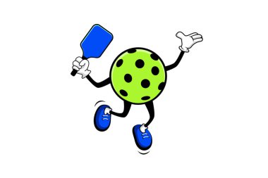 pickleball cartoon character in jumping or smash position, for any business especially making posters, flyers, stickers, memes, etc clipart