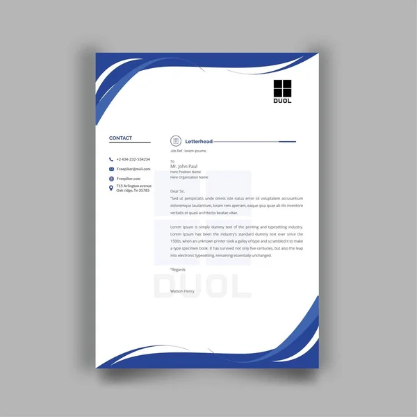 Corporate Business Letterhead Design Template — Stock Vector