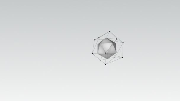 Icosaedro con puntos y líneas . — Vídeos de Stock