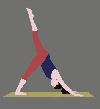 Yoga yapan güzel bir kız Dönen Üçgen Poz veriyor