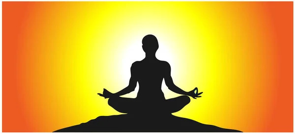 Jóga Meditáció Sziluett Vektor Háttér Banner Poszter Egészségügyi Illusztráció — Stock Fotó