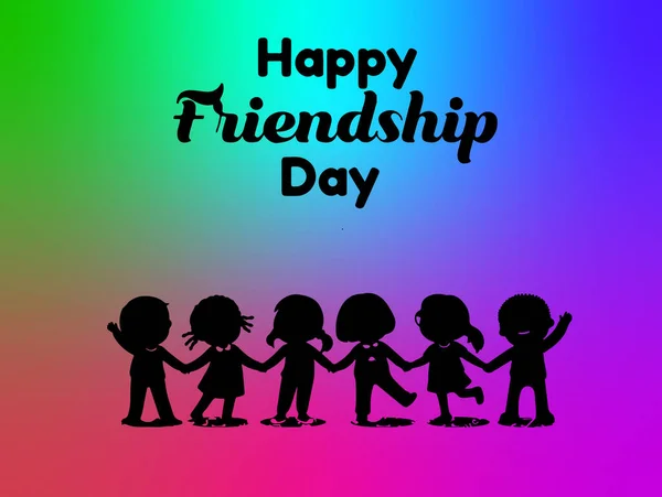 Šťastné Děti Držící Ruce Přátelství Koncept Happy Friendship Day — Stock fotografie