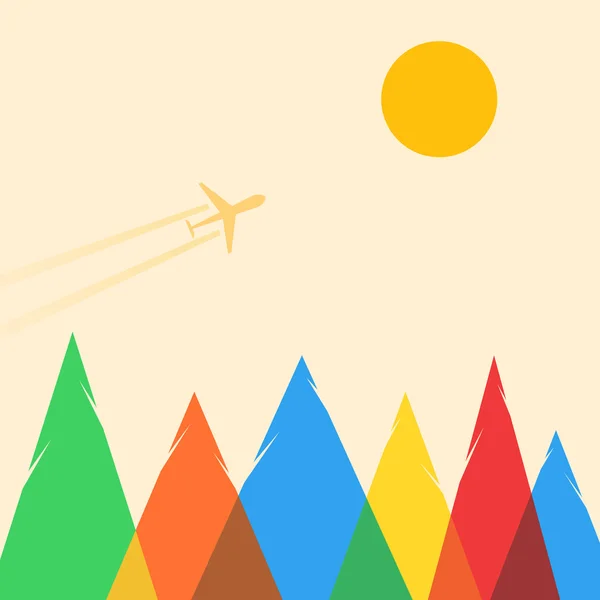 El avión vuela sobre el bosque — Vector de stock