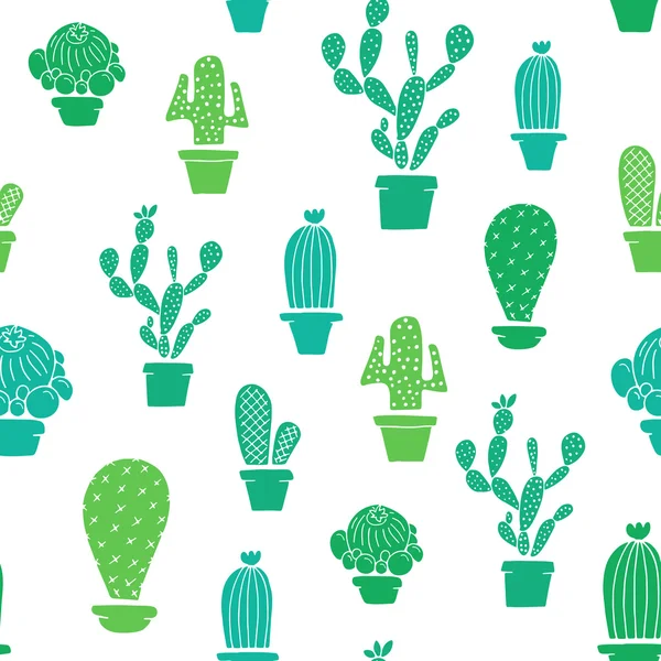 Modèle sans couture - Cactus dans les pots — Image vectorielle