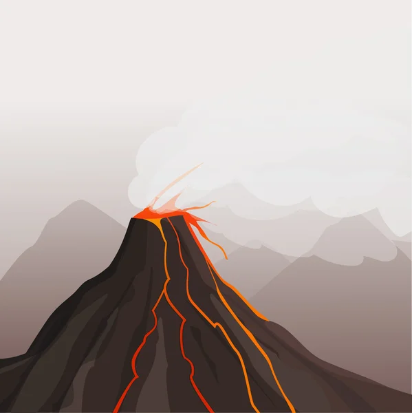 Volcano eruption. Vector illustration — Stock Vector