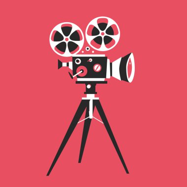 Retro film projektör gönderen. Çizgi film vektör çizim. Sinema Sinema