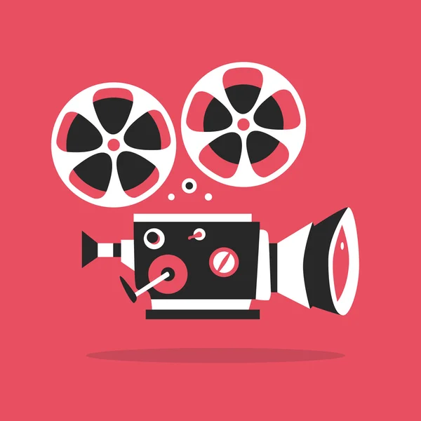 Retro filmplakát projektor. Rajzfilm vektoros illusztráció. Mozi film — Stock Vector