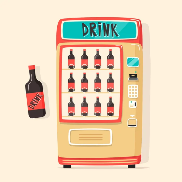 Distributeur automatique vintage avec boissons. Style rétro. Achat d'eau — Image vectorielle