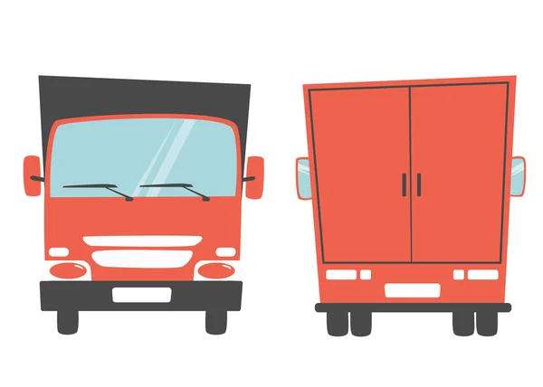 Conjunto de camión de carga. Ilustración vectorial de dibujos animados. Camioneta en movimiento — Archivo Imágenes Vectoriales