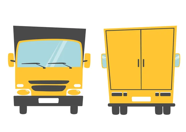 Satz Lastkraftwagen. Zeichentrickvektorillustration. Umzugswagen — Stockvektor