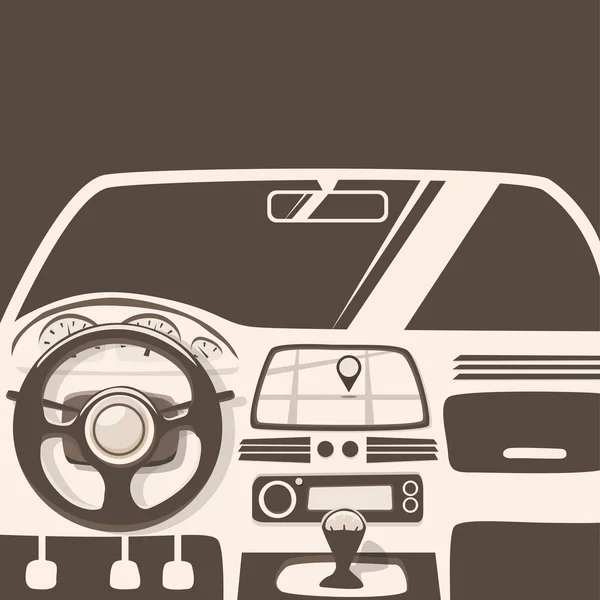 Interior do veículo. Dentro do carro. Ilustração dos desenhos animados vetoriais — Vetor de Stock