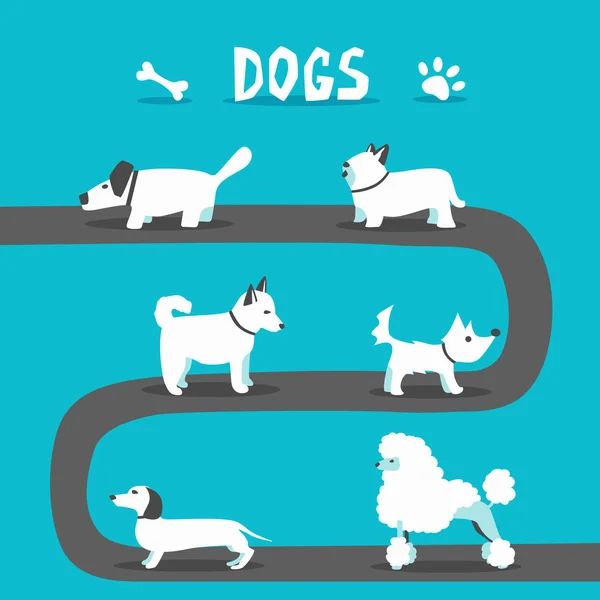Набор собак. Иллюстрация вектора мультфильма. Парк — стоковый вектор