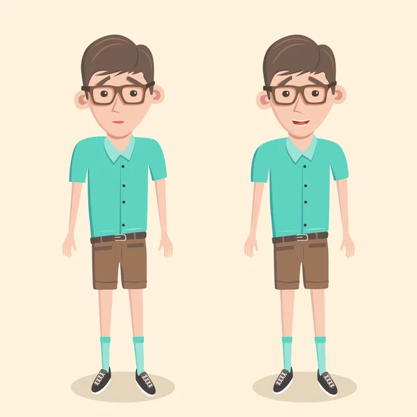 Desenhos animados ilustração de um menino nerd — Vetor de Stock